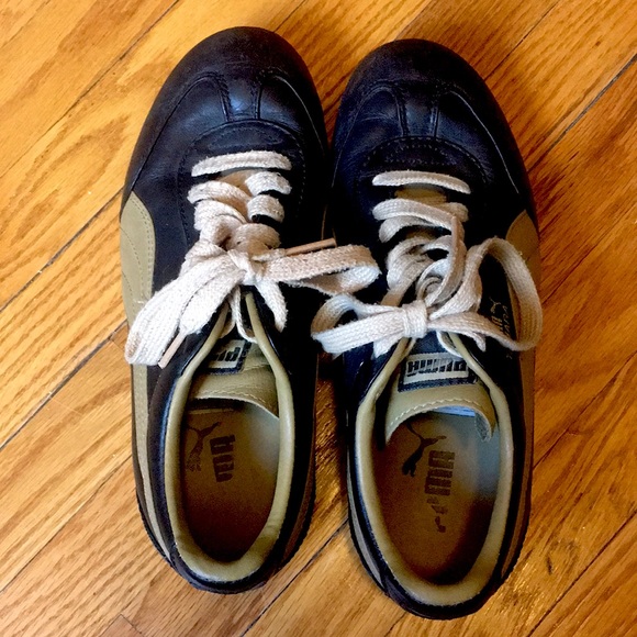 PUMA Tahara Women’s Leather Sneakers, US Size 6/EU 36, Black/Tan, Gently Used - Picture 3 of 8